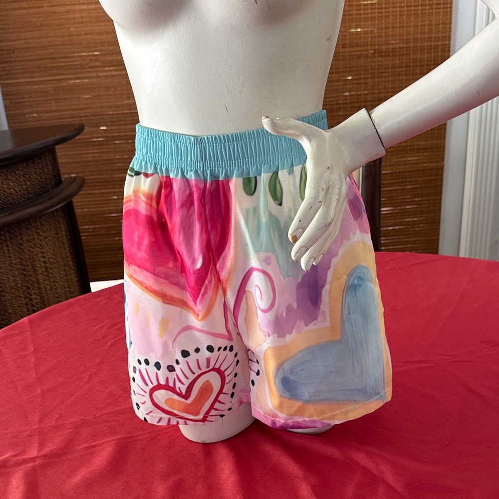 Colorful Heart Print Shorts